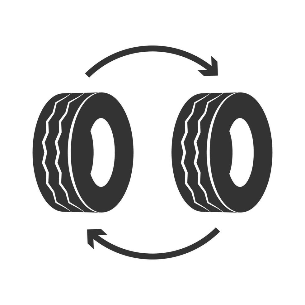 Vector illustration of change tires icon in dark color and white background