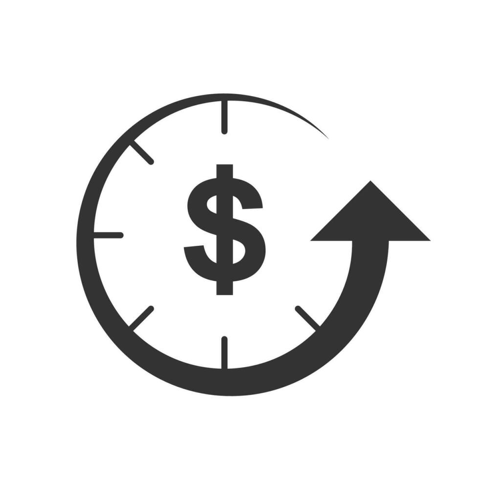 Vector illustration of velocity of money icon in dark color and white background