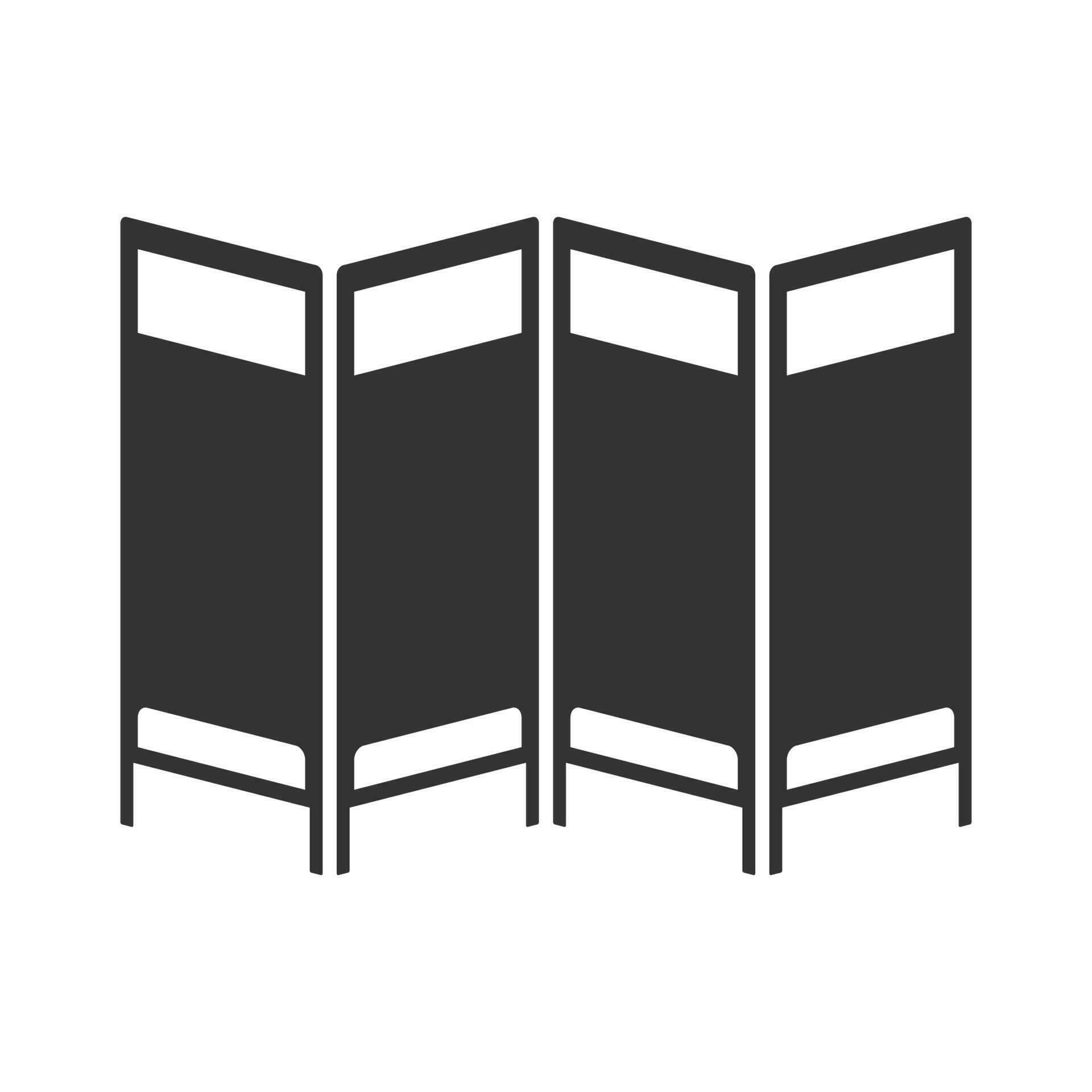 Vector illustration of rack room divider icon in dark color and white