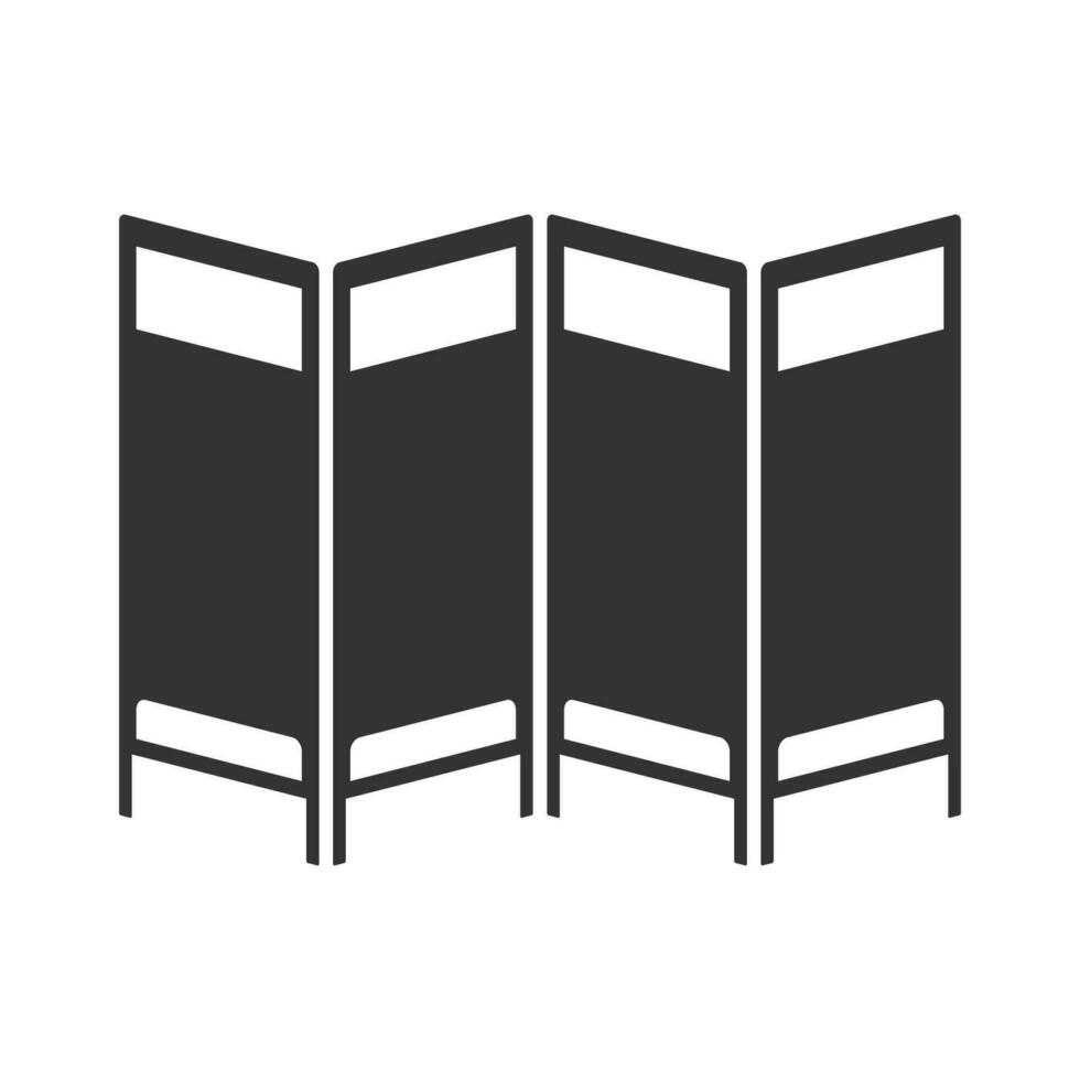 Vector illustration of rack room divider icon in dark color and white
