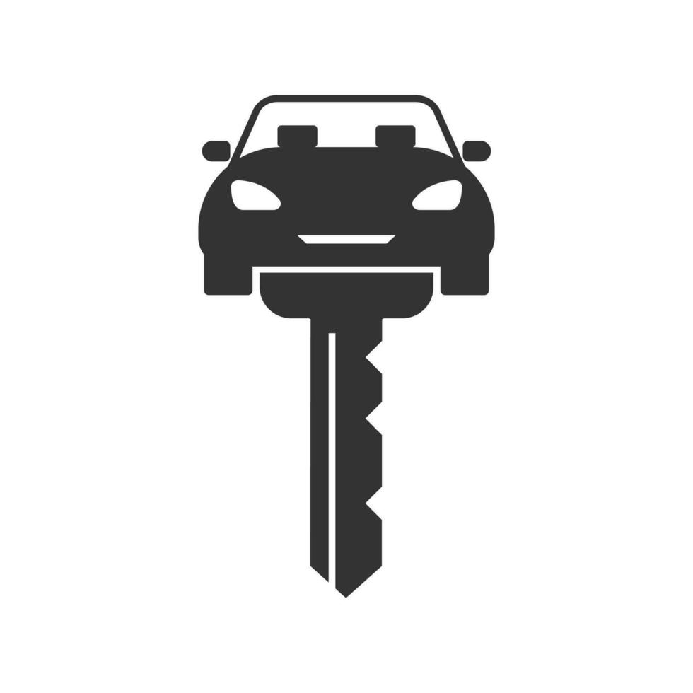 Vector illustration of car key icon in dark color and white background