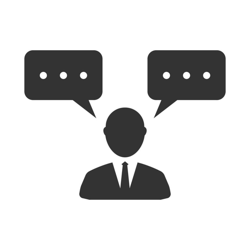 Vector illustration of employee communication icon in dark color and white background
