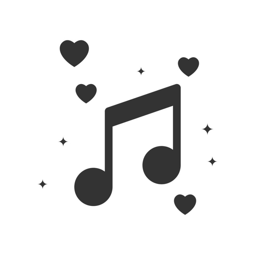 vector ilustración de amor música icono en oscuro color y blanco antecedentes