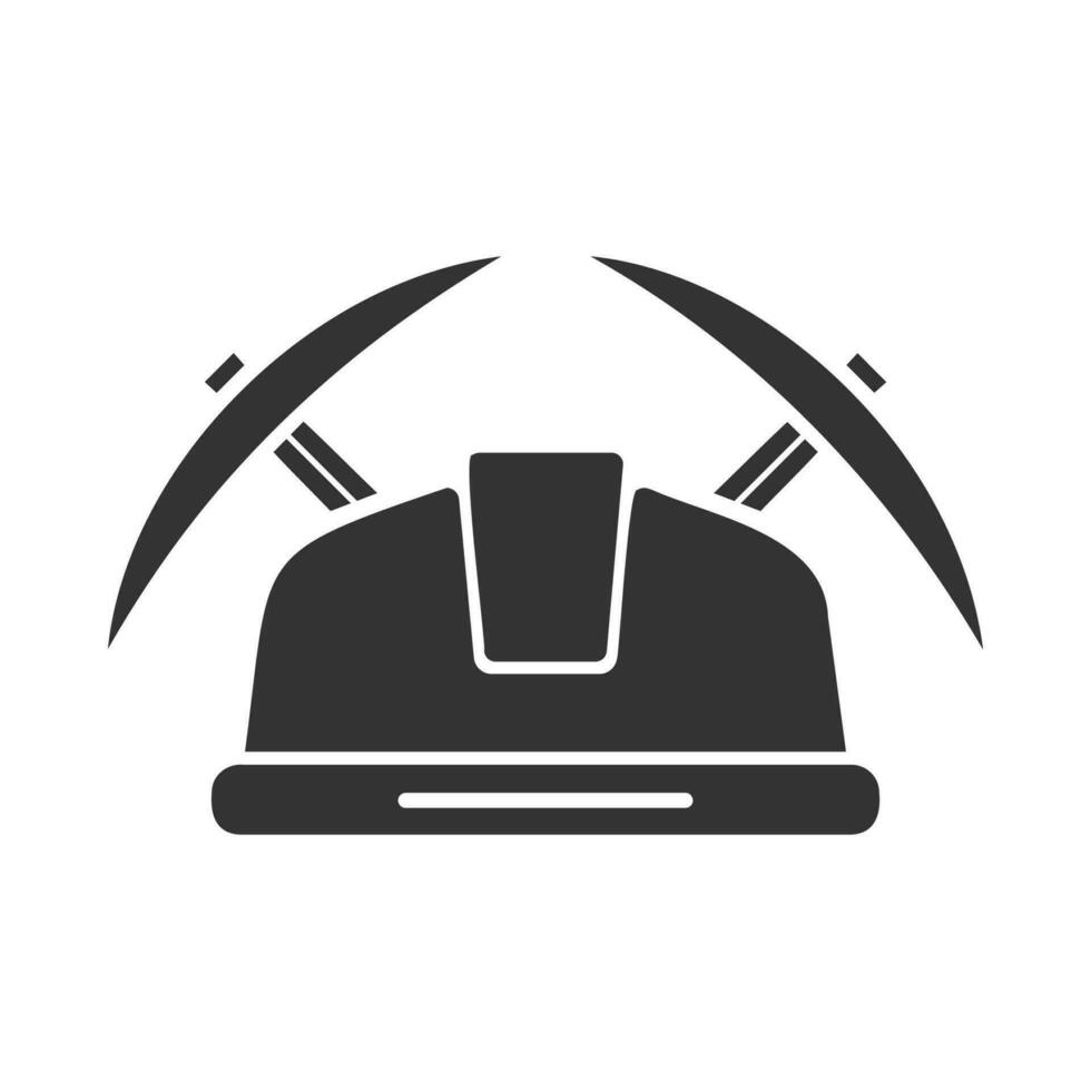 Vector illustration of miner icon in dark color and white background