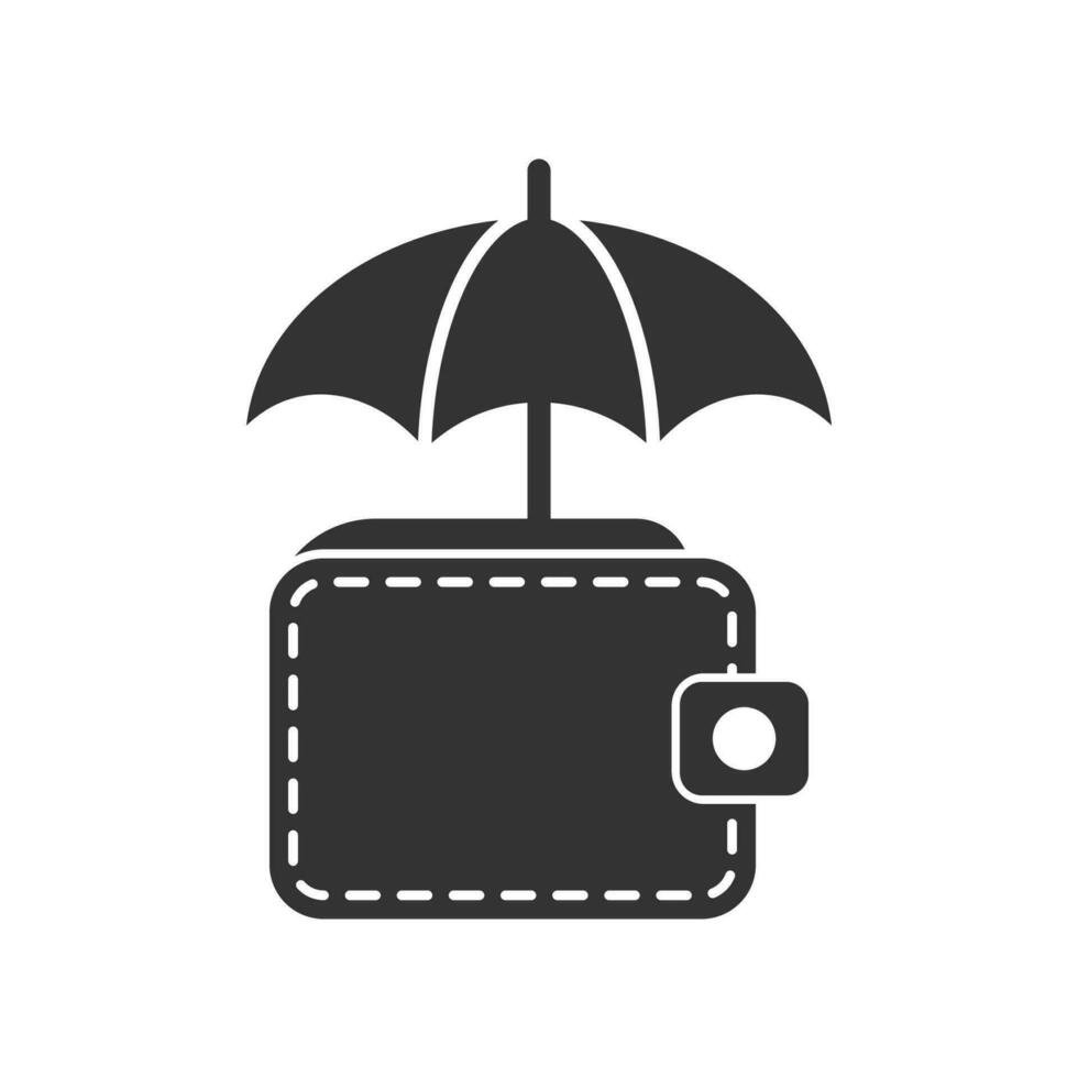 Vector illustration of safe wallet icon in dark color and white background