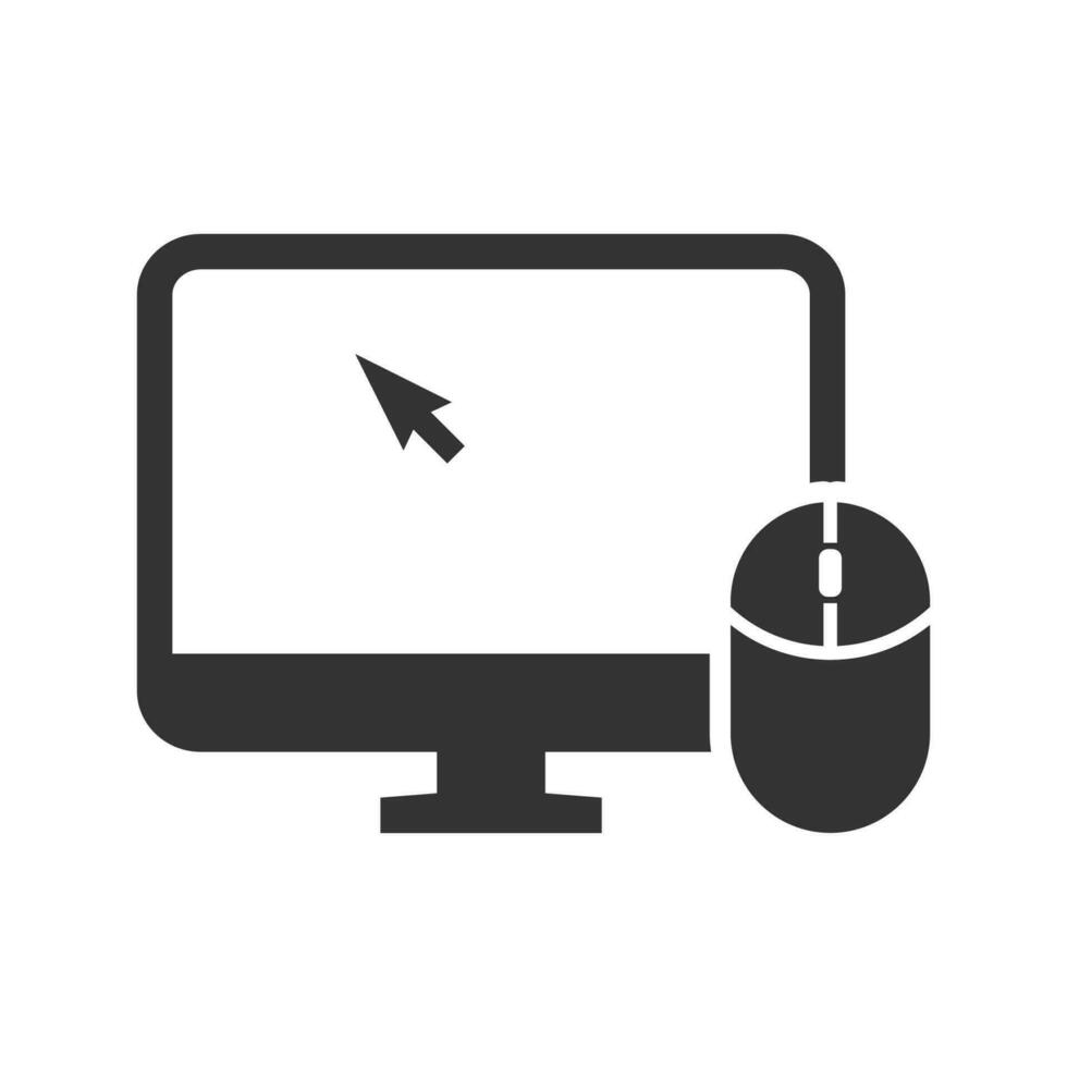 Vector illustration of computer mouse cursor icon in dark color and white background