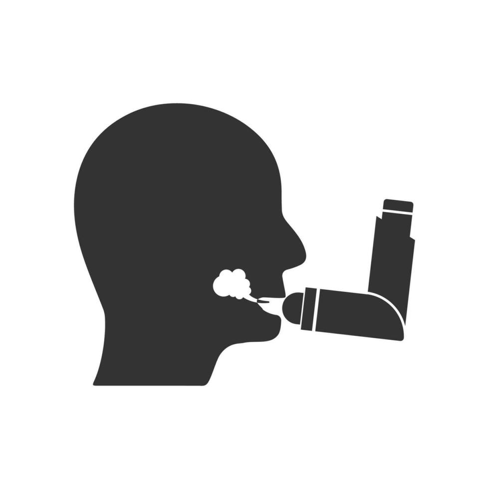 Vector illustration of asthma icon in dark color and white background