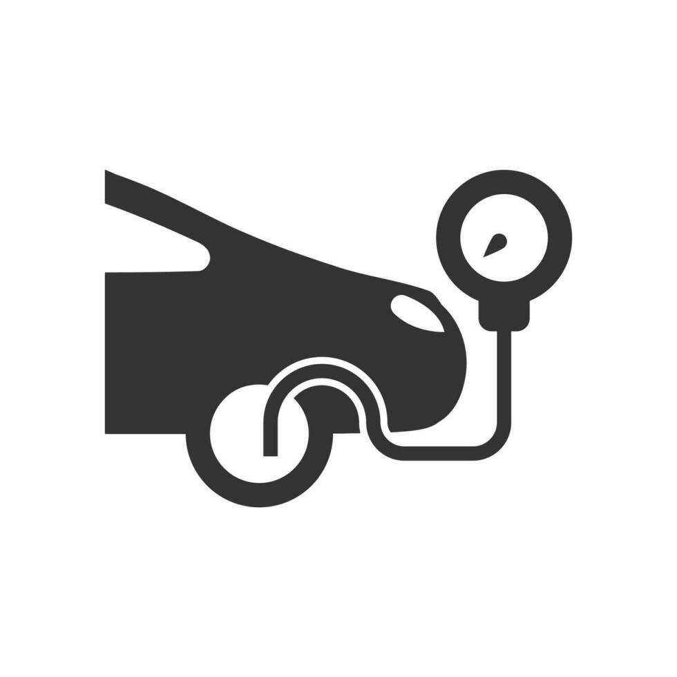 Vector illustration of tire pressure icon in dark color and white background