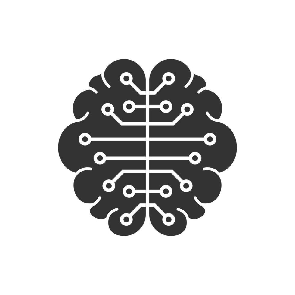 vector ilustración de ai tecnología cerebro icono en oscuro color y blanco antecedentes