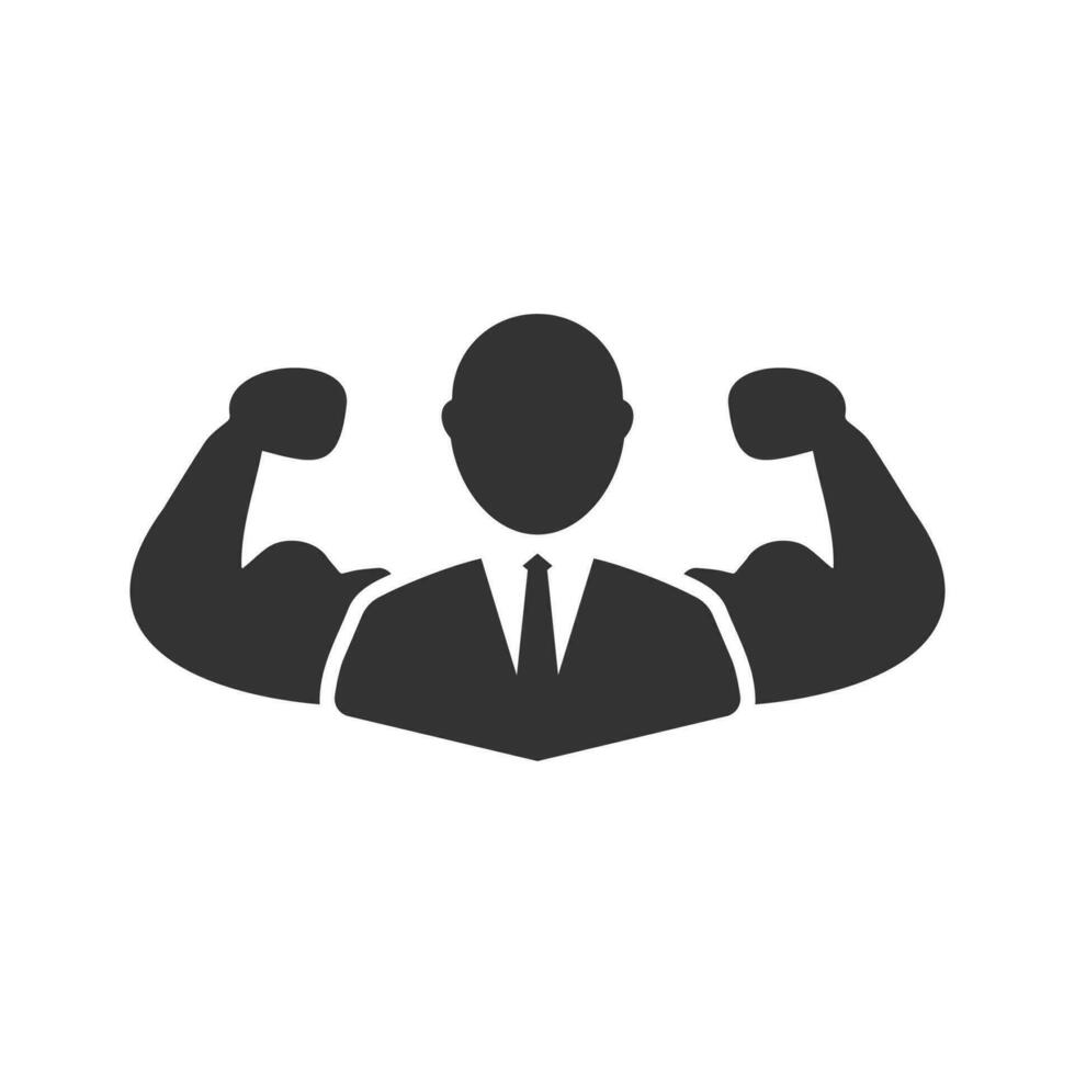 Vector illustration of strong employee icon in dark color and white background