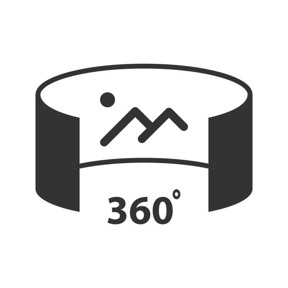 Vector illustration of 360 degree view icon in dark color and white background