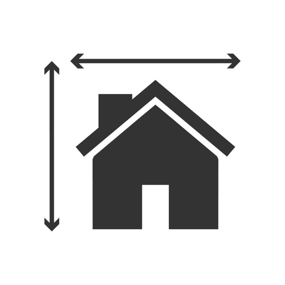 Vector illustration of house size icon in dark color and white background