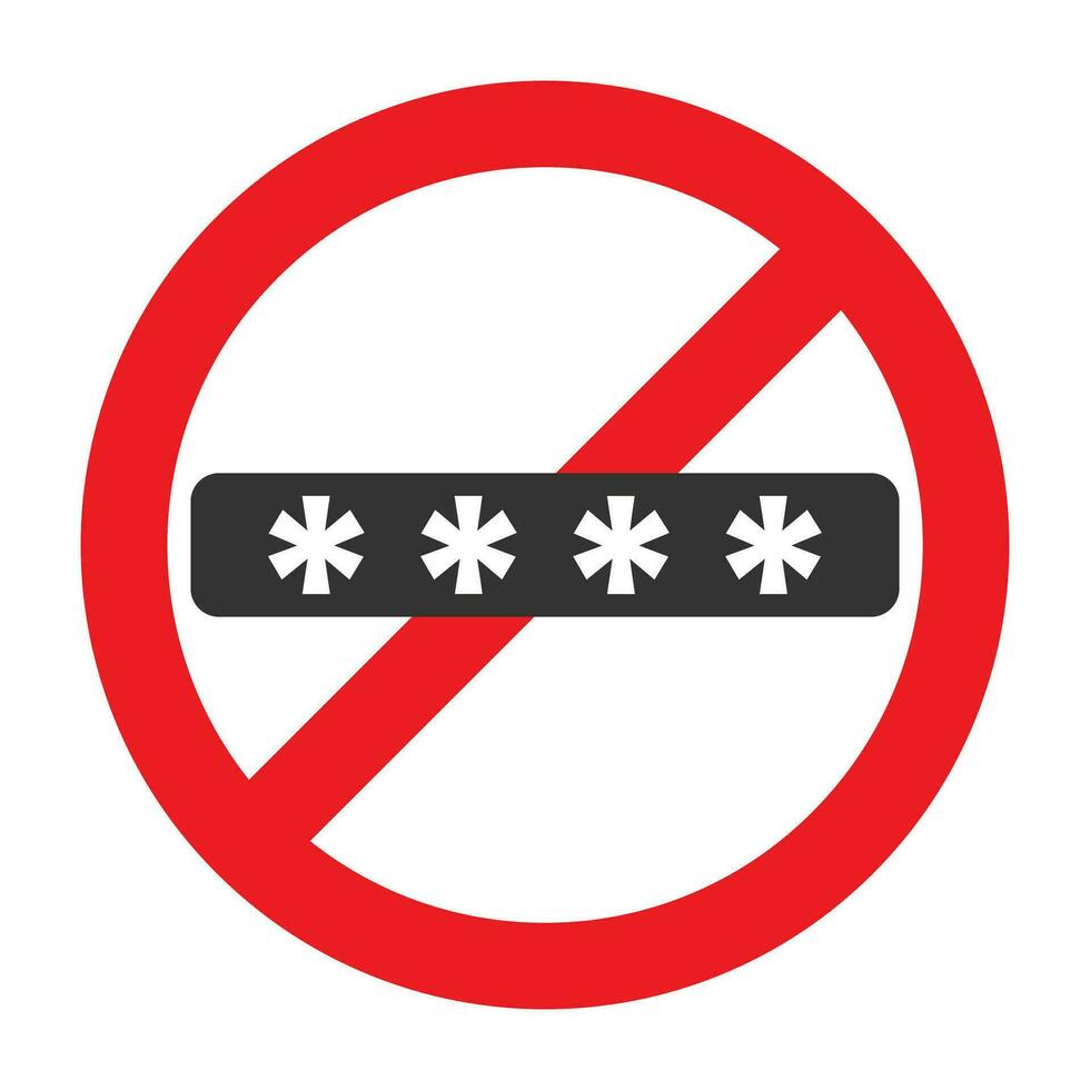 Vector illustration of wrong password icon in dark color and white background