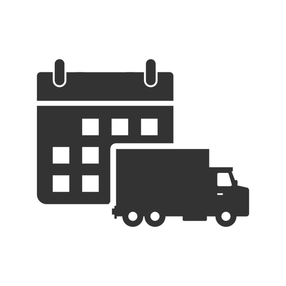 vector ilustración de carga camión calendario icono en oscuro color y blanco antecedentes
