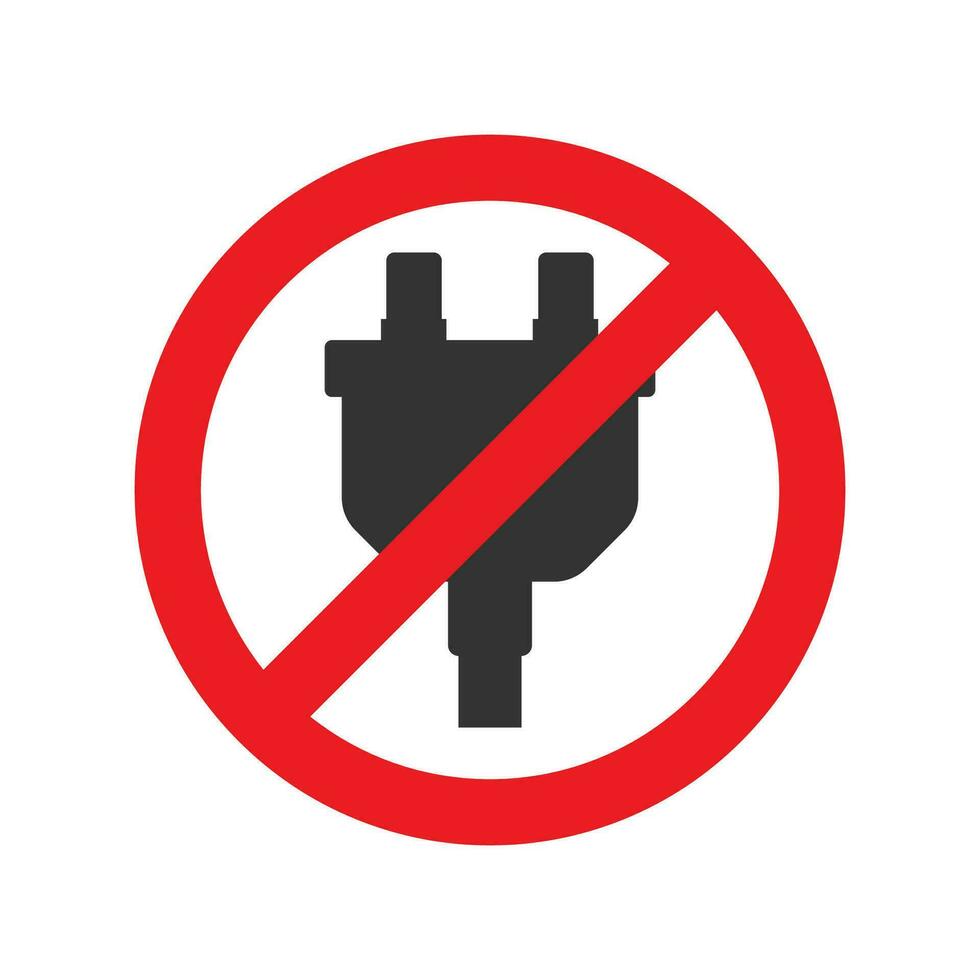 Vector illustration of forbidden to plug the plug icon in dark color and white background