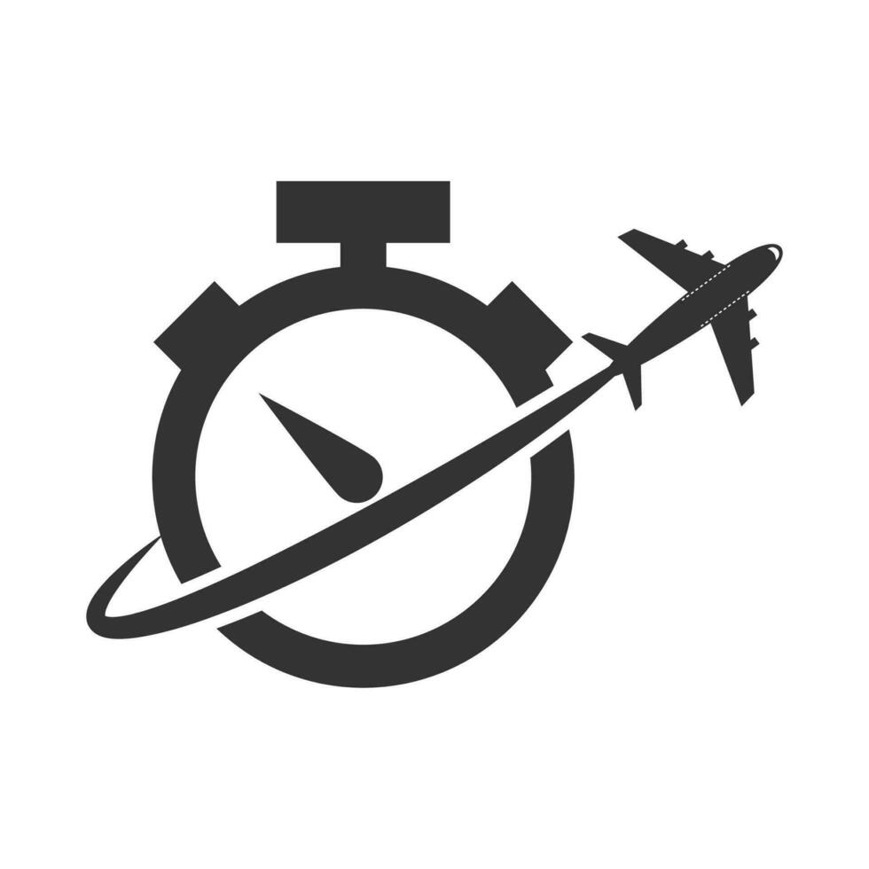 Vector illustration of time travel  icon in dark color and white background