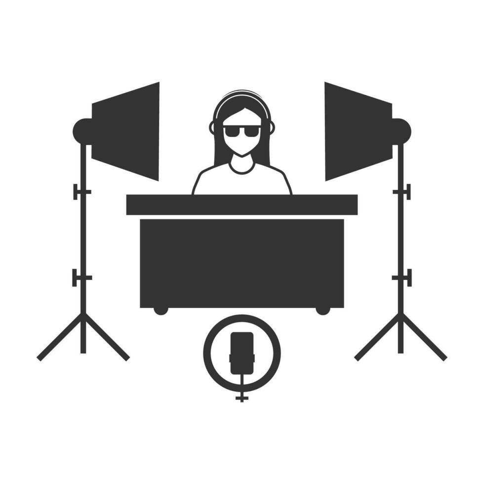 Vector illustration of live studios icon in dark color and white background