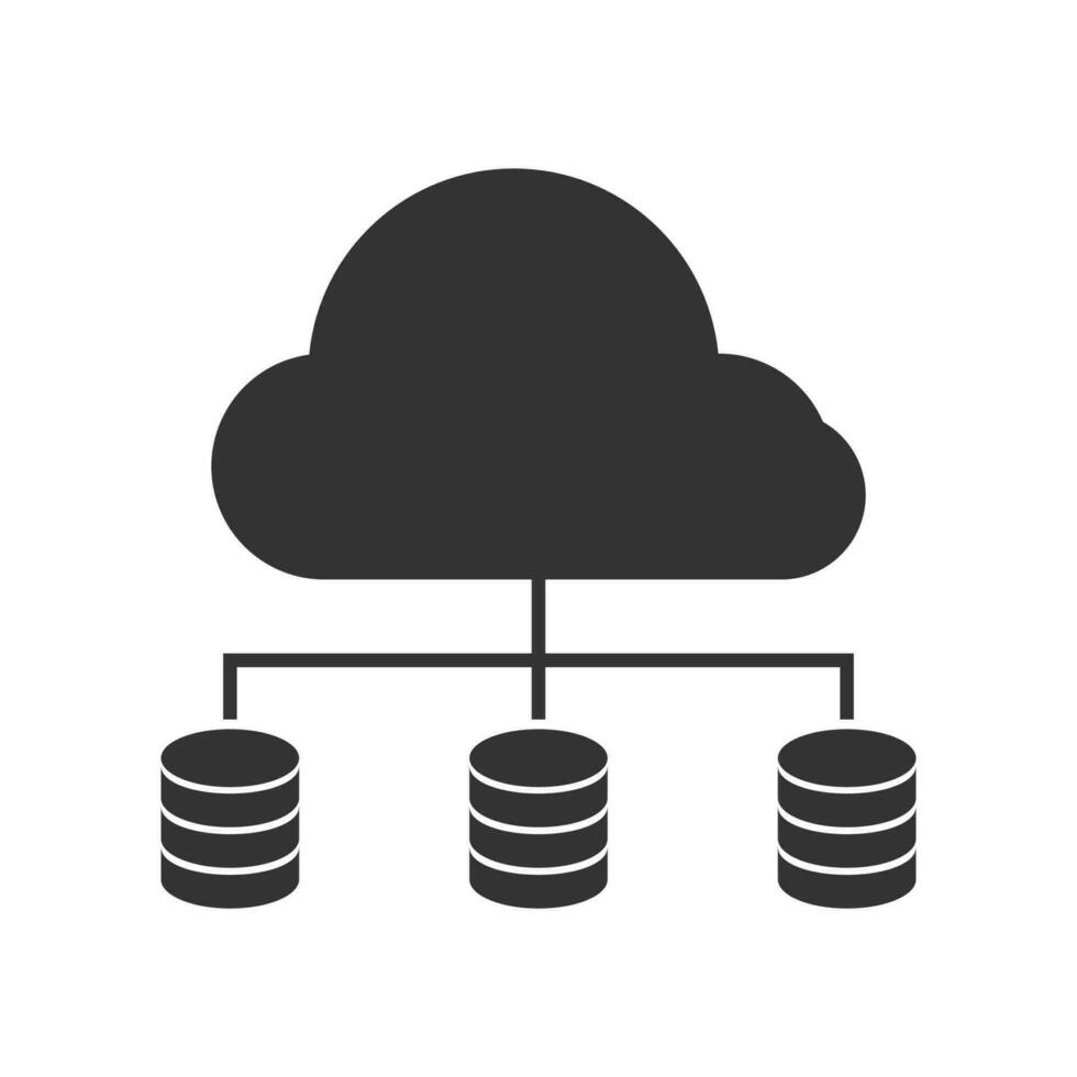 Vector illustration of big data cloud network icon in dark color and white background