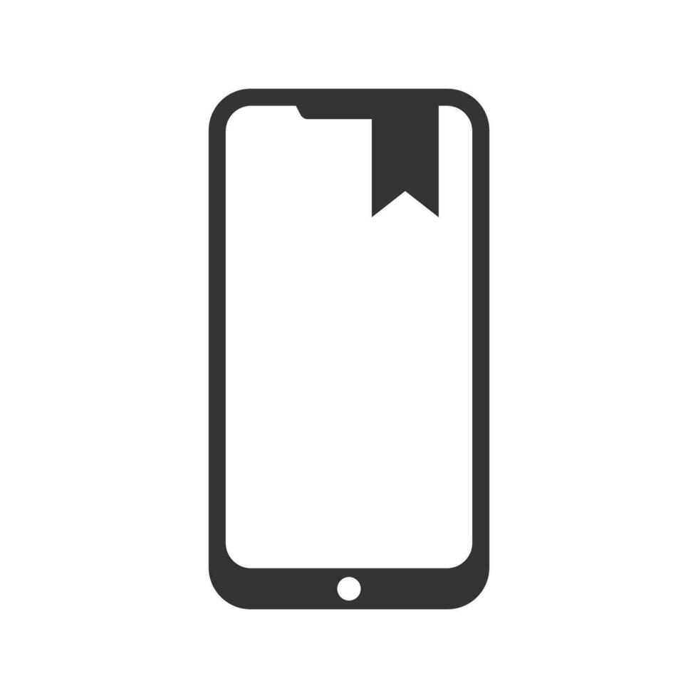 Vector illustration of e book smartphone icon in dark color and white background