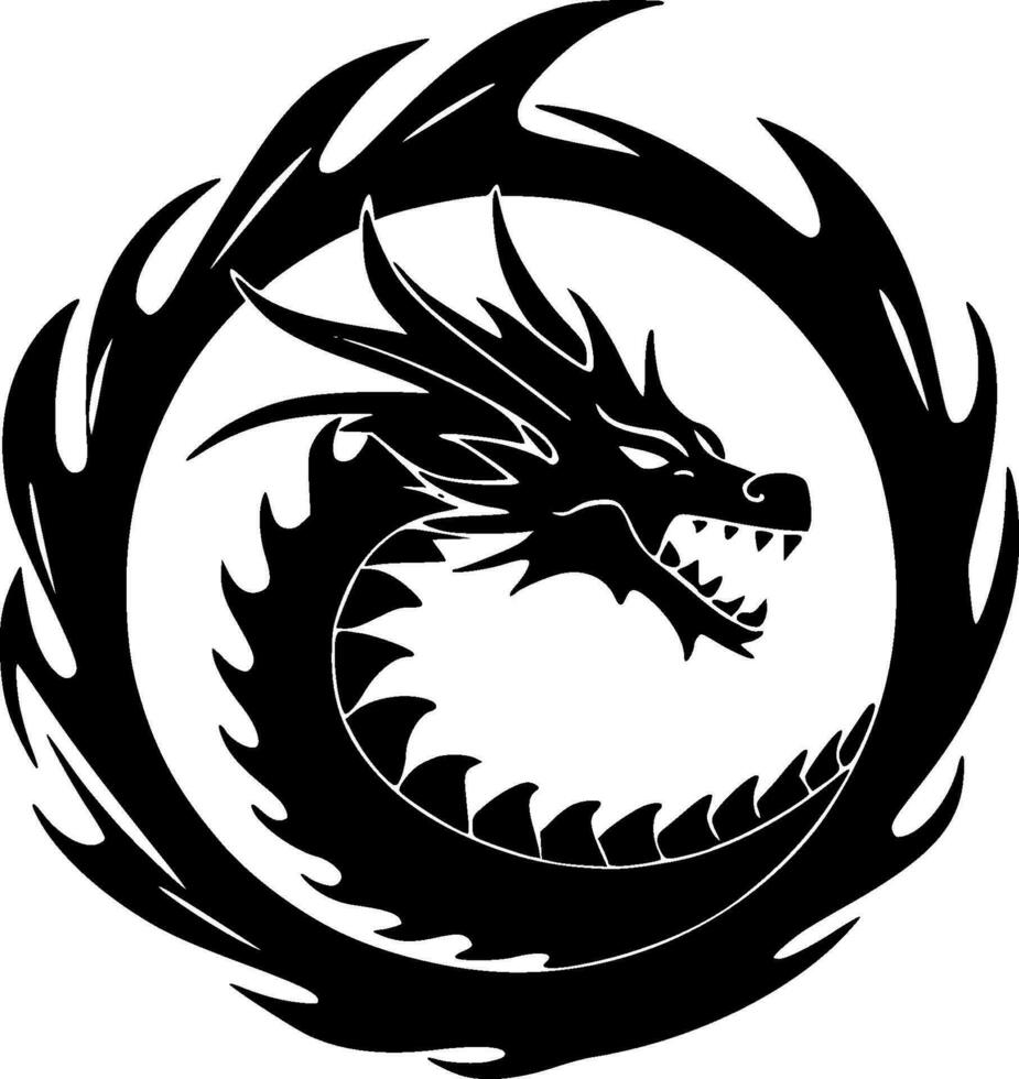 Dragon - Black and White Isolated Icon - Vector illustration