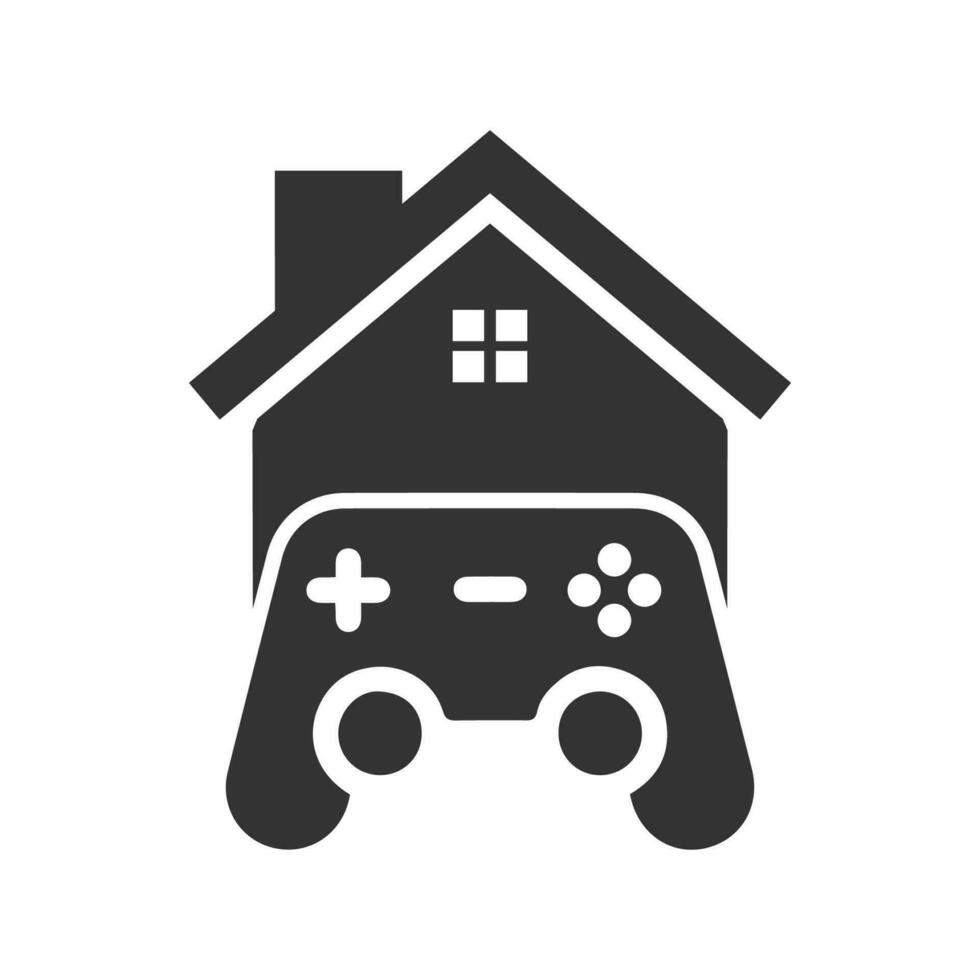 Vector illustration of gaming house icon in dark color and white background