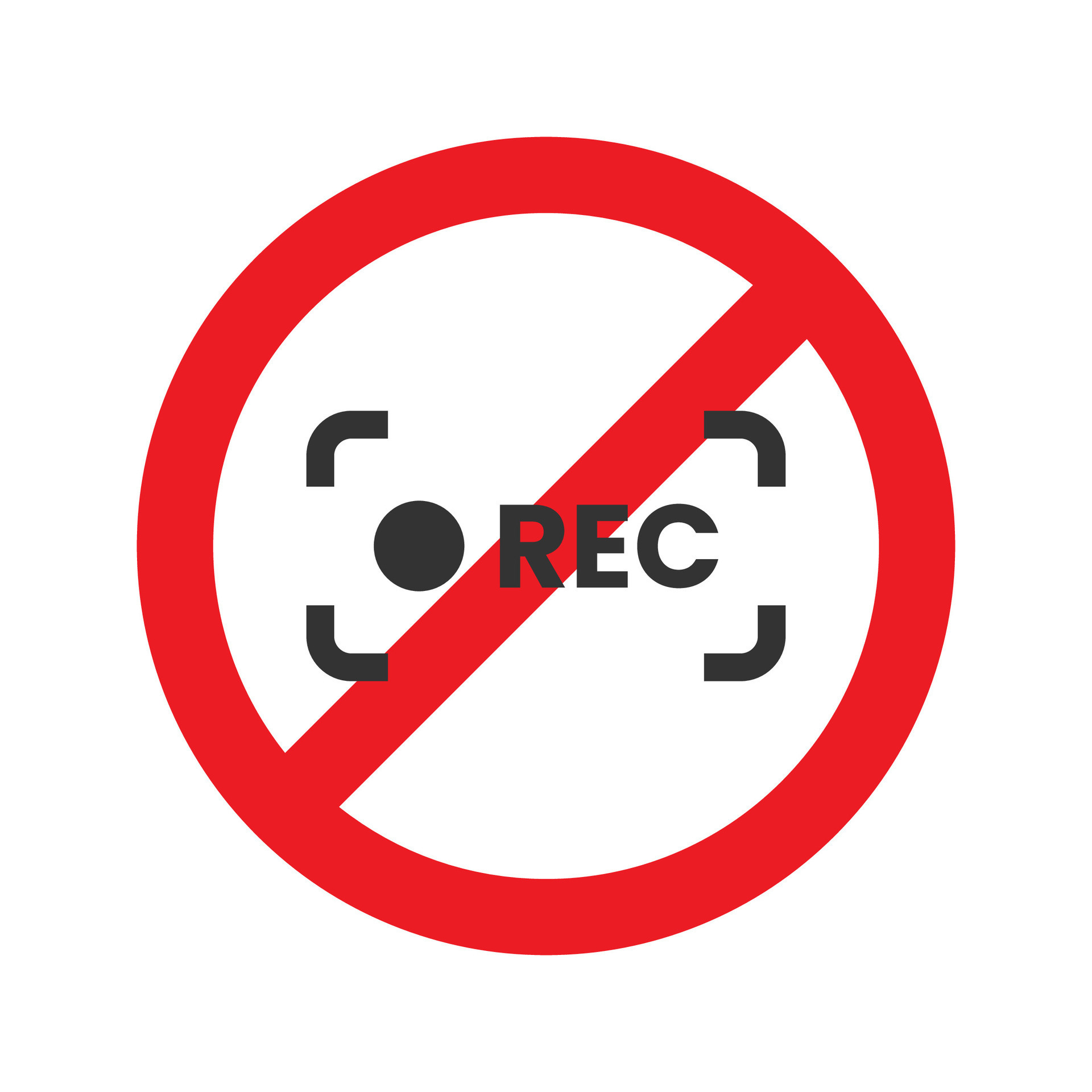 Vector illustration of recording is prohibited icon in dark color and ...