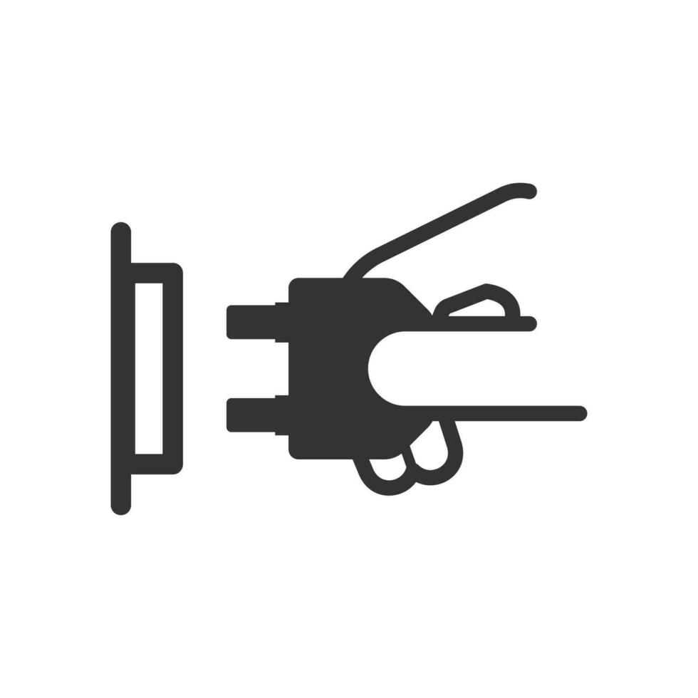 Vector illustration of plug into the mains icon in dark color and white background