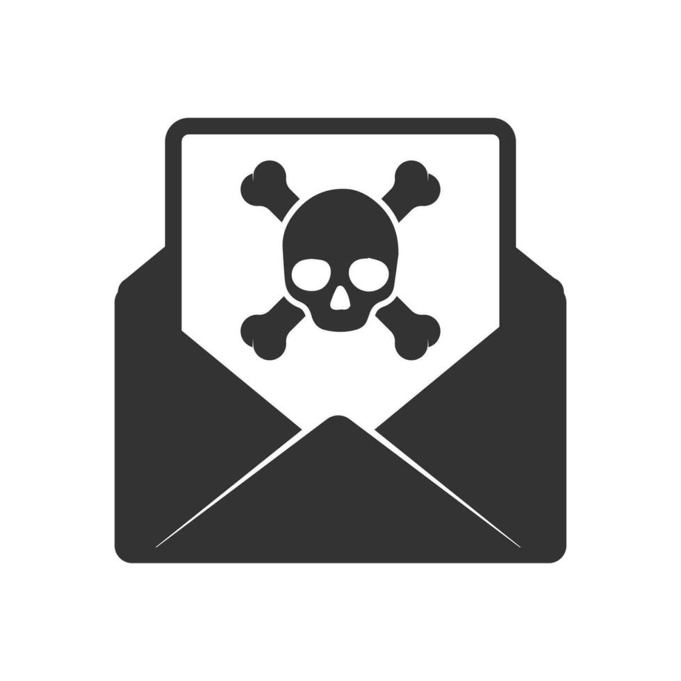 Vector illustration of virus content letter icon in dark color and white background