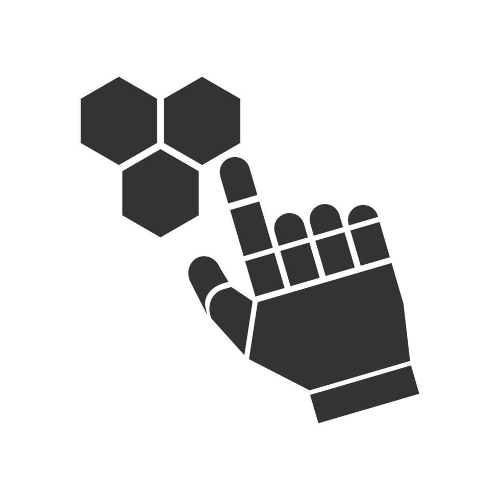 Vector illustration of choosing robots icon in dark color and white background