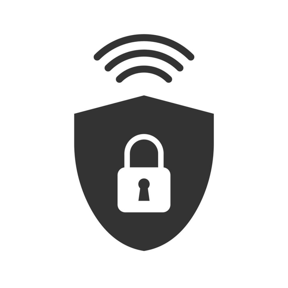 Vector illustration of smart protection lock icon in dark color and white background
