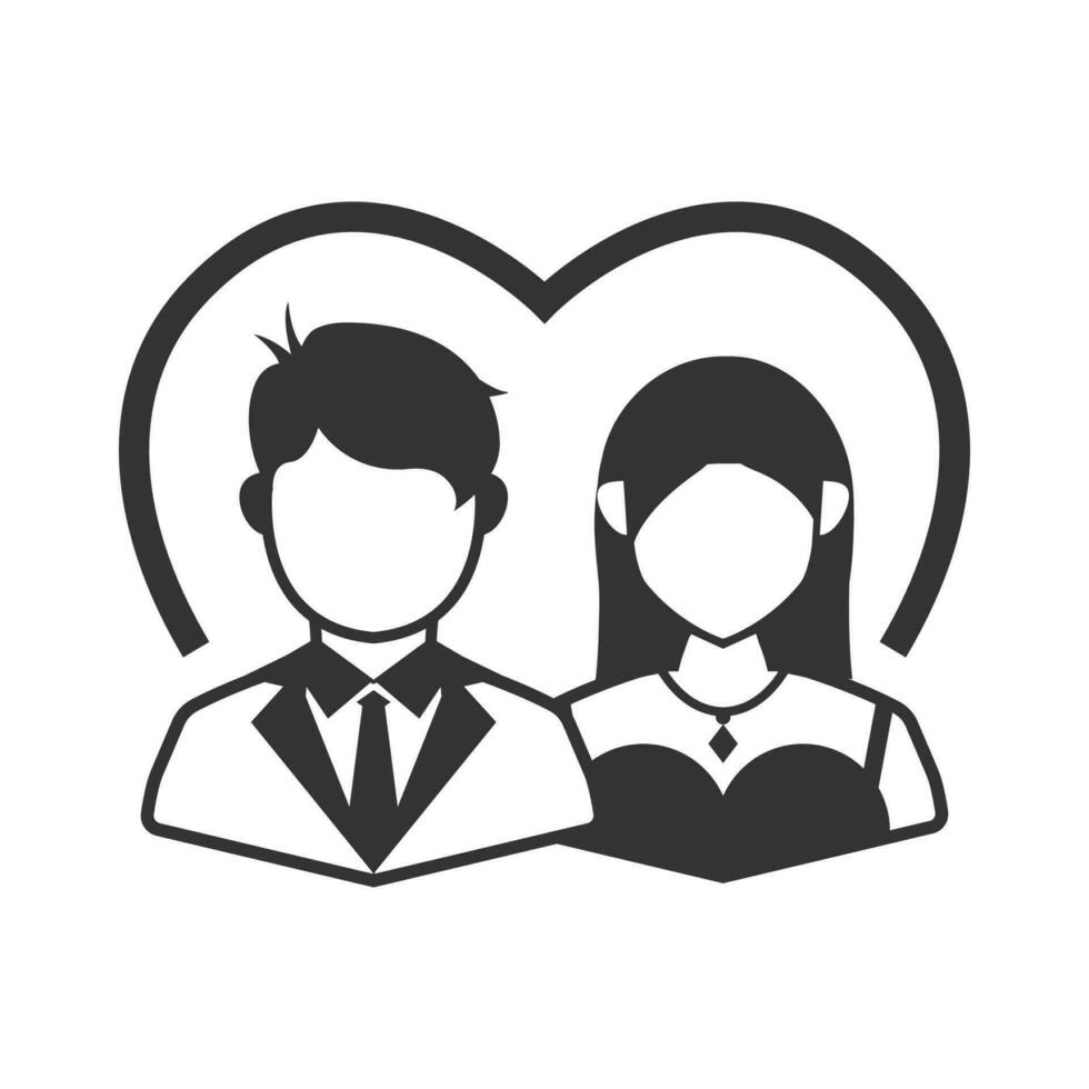 Vector illustration of wedding icon in dark color and white background