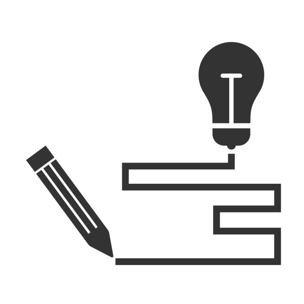 Vector illustration of write ideas icon in dark color and white background