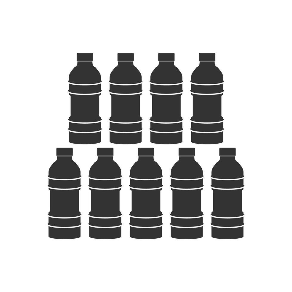 Vector illustration of bottles icon in dark color and white background