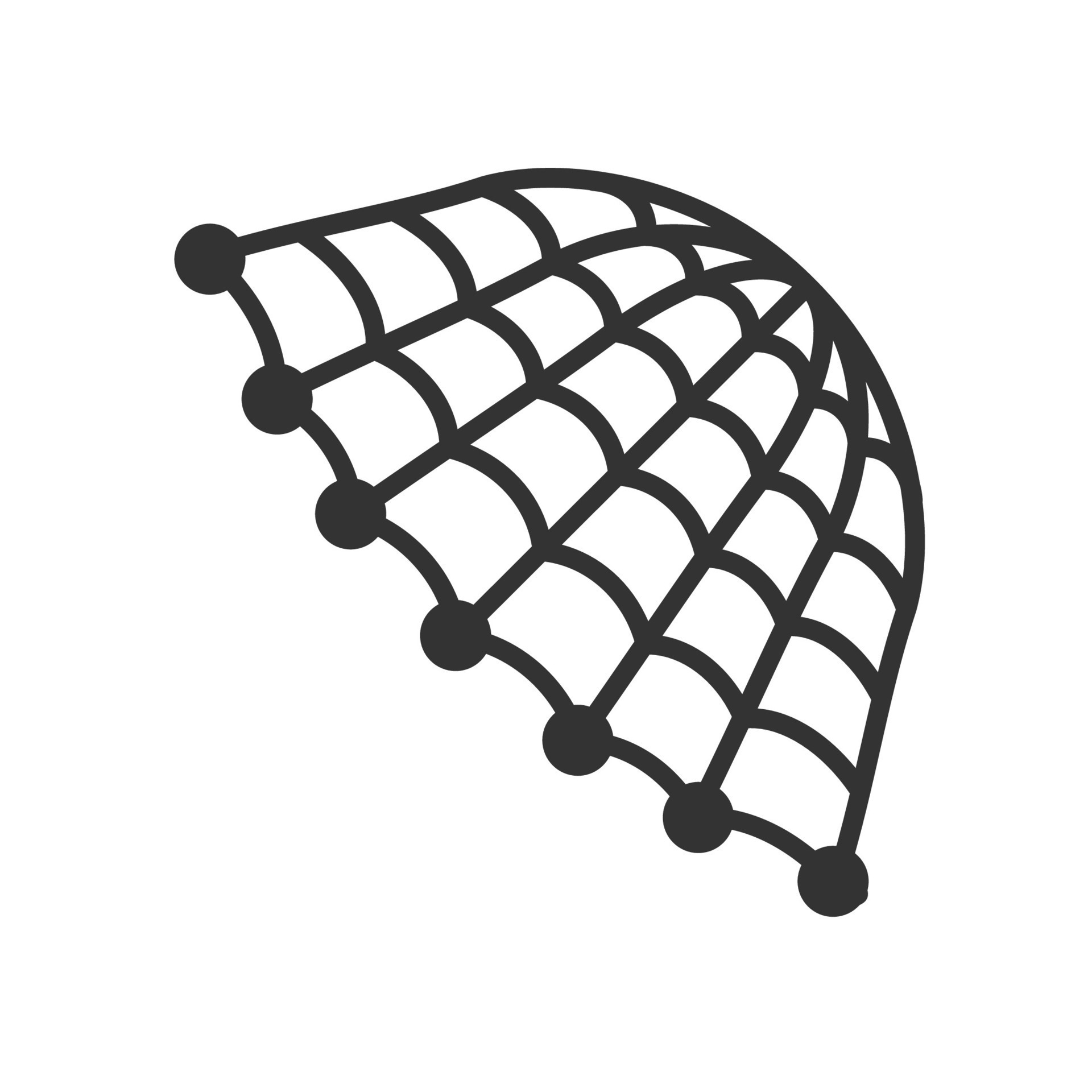 Vector illustration of fishing nets icon in dark color and white