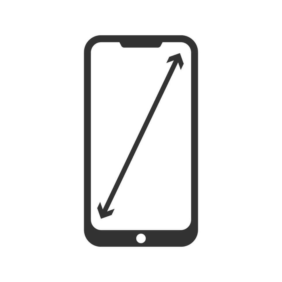 Vector illustration of smartphone screen size icon in dark color and white background