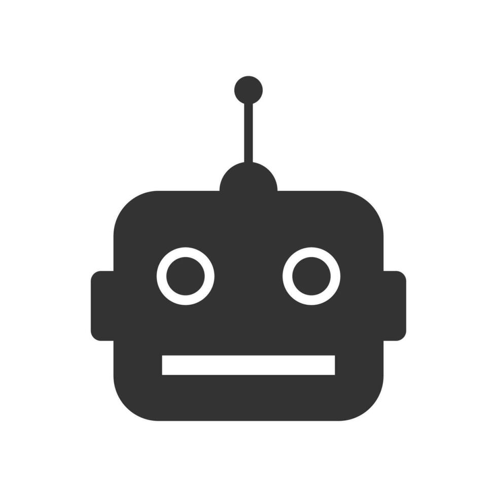 Vector illustration of robot icon in dark color and white background