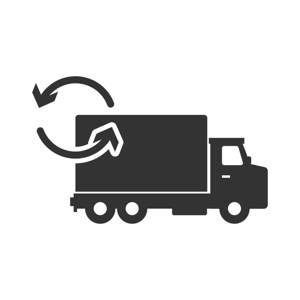 Vector illustration of return cargo icon in dark color and white background