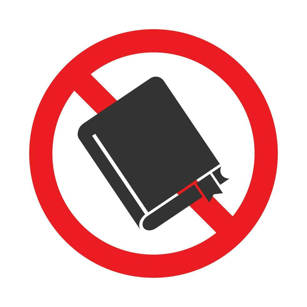 Vector illustration of books are not allowed icon in dark color and white background