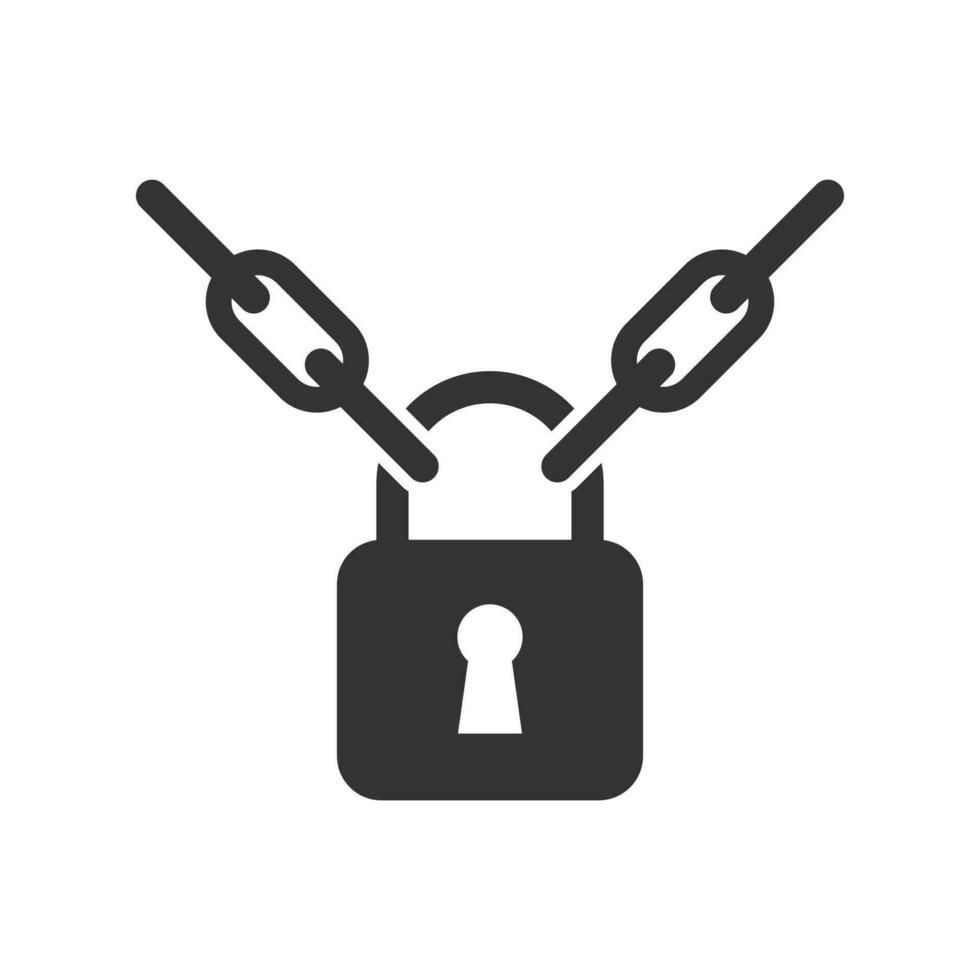 Vector illustration of chain padlock icon in dark color and white background