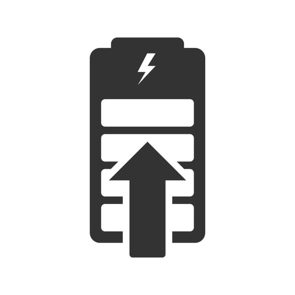 Vector illustration of charge the battery icon in dark color and white background