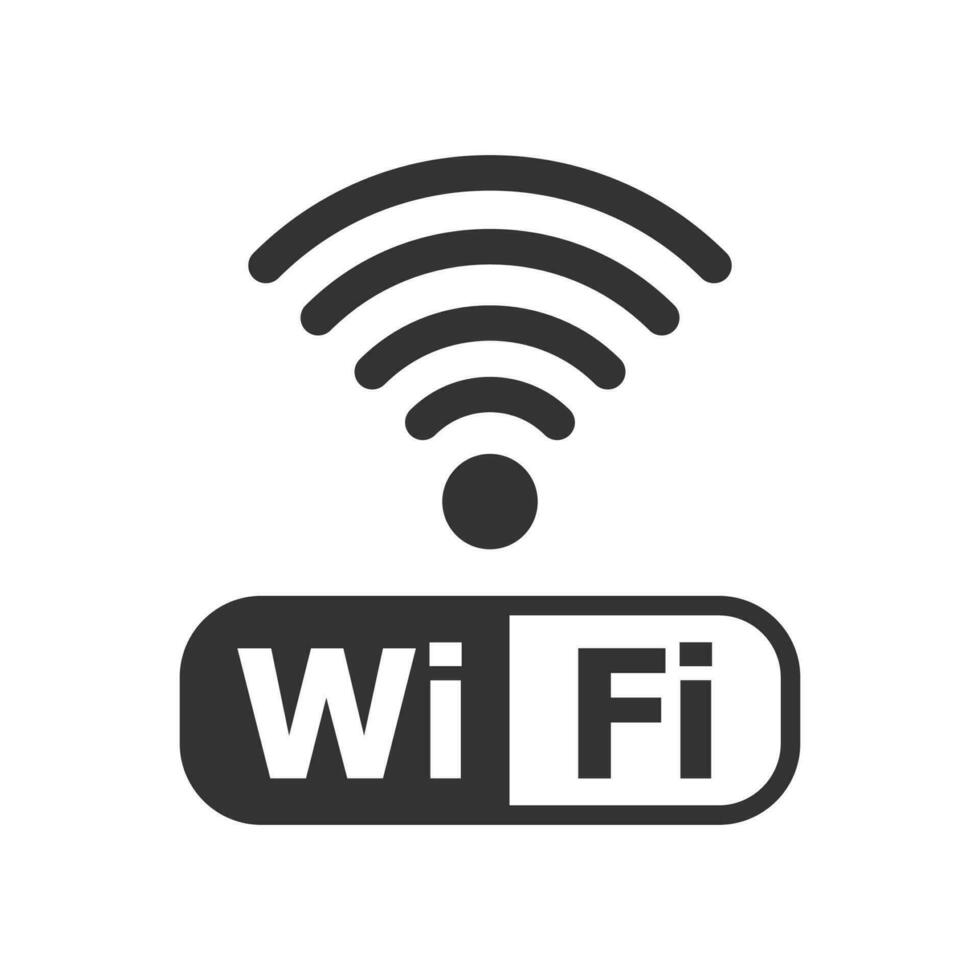 Vector illustration of wi-fi icon in dark color and white background