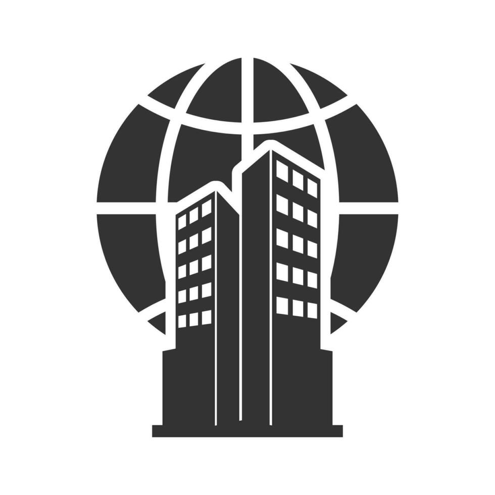 Vector illustration of international hotels icon in dark color and white background