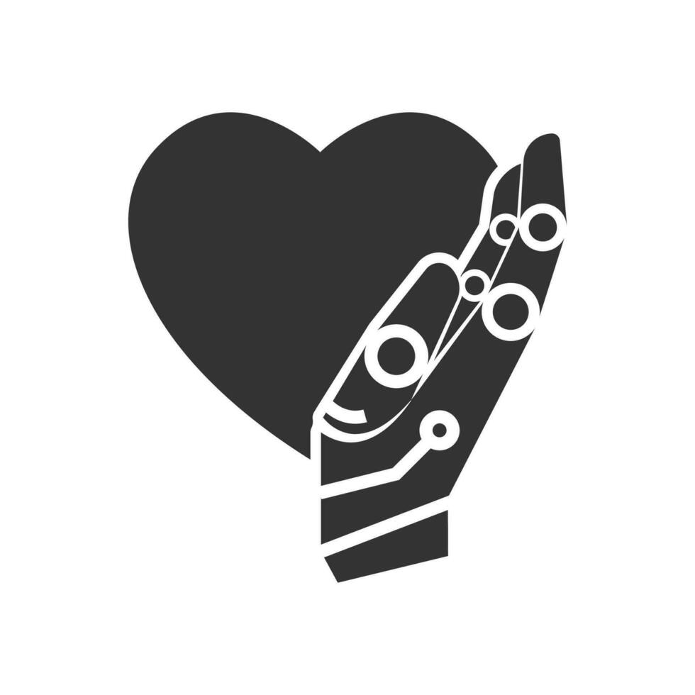 Vector illustration of love robots icon in dark color and white background