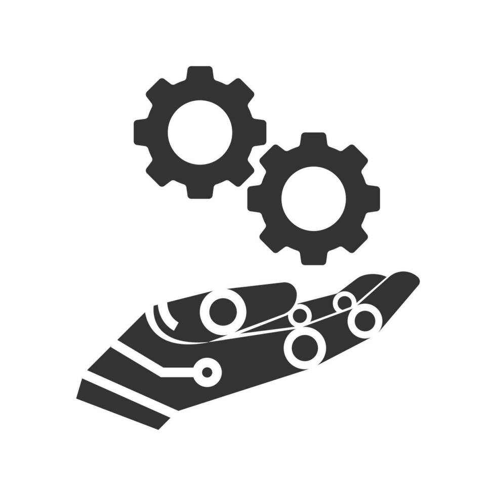 Vector illustration of robot cog icon in dark color and white background