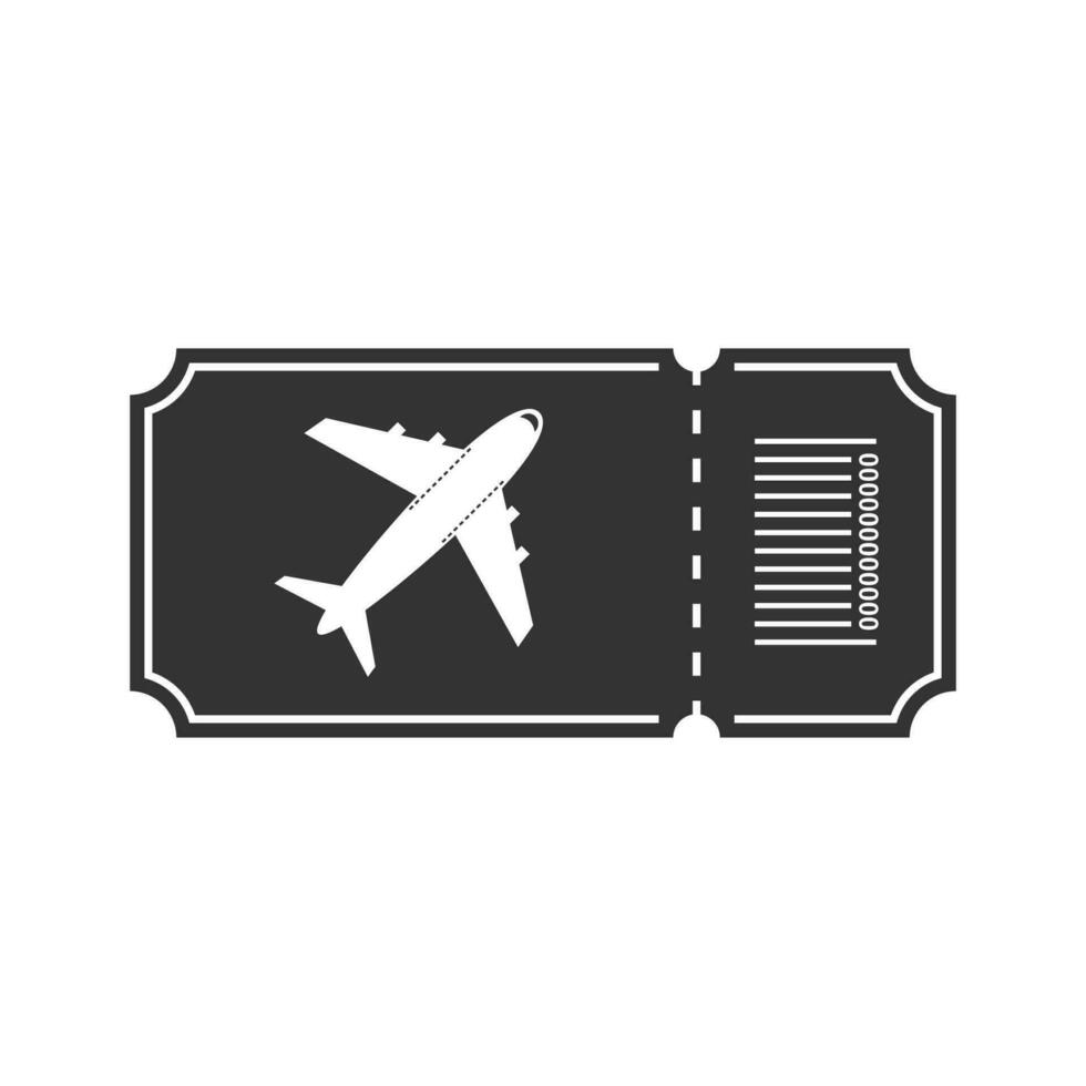 Vector illustration of flight ticket  icon in dark color and white background