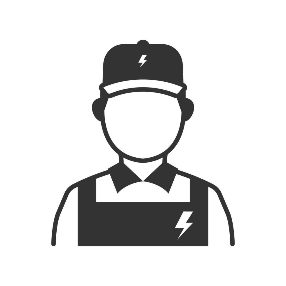 Vector illustration of electrician icon in dark color and white background