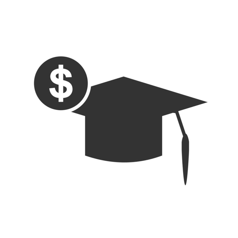 Vector illustration of money graduation icon in dark color and white background