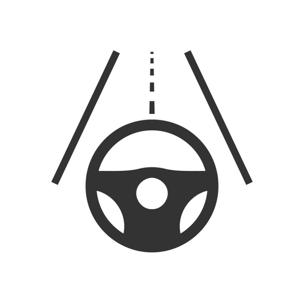 Vector illustration of smart steering wheel icon in dark color and white background