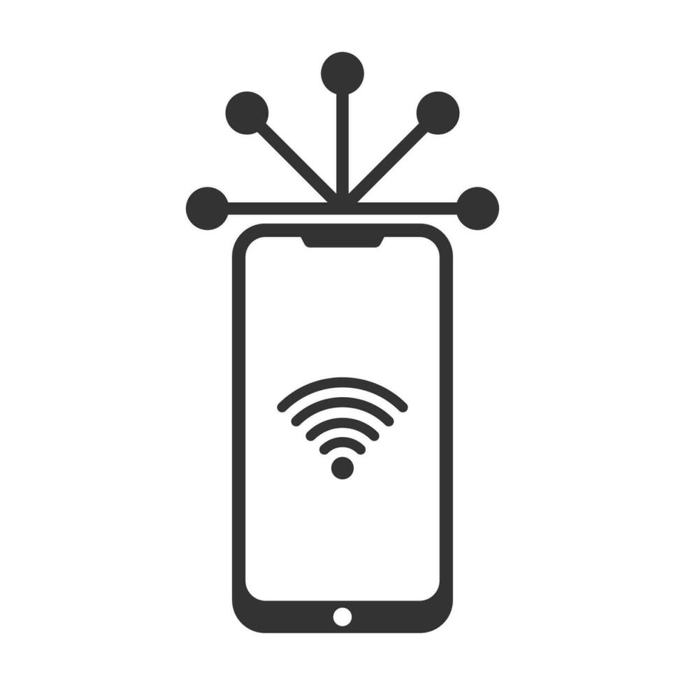 Vector illustration of sharing smartphones icon in dark color and white background