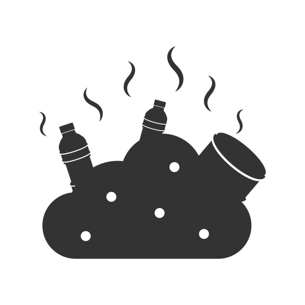 Vector illustration of waste icon in dark color and white background